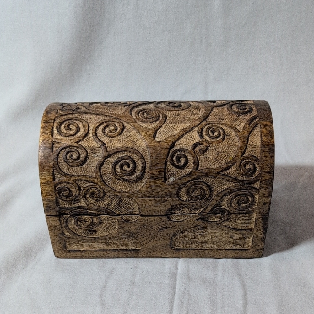 Hand Carved Wooden Trinket Box